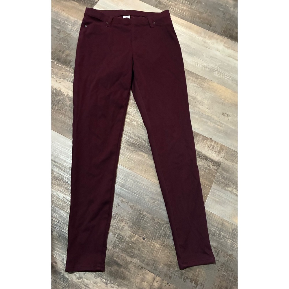 Time and Tru Womens Burgundy Pull On Jeggings Slim Fit Stretch Pants Size M 8-10